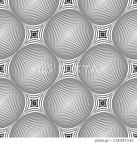 Seamless Op Art Pattern with 3D Illusion Effect. Lines Texture. 136995342