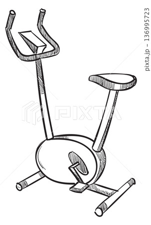 Gym bicycle hand drawn icon. Cardio workout equipment 136995723