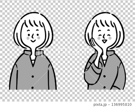 女人上半身向量(單色) 女人上半身向量(單色) 136995810