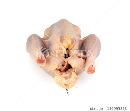 Helmeted guinea fowl raw meat isolated 136995858