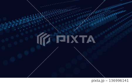 Abstract 3D ai circles background for cyber and digital technology design. Data science line for big data blue concept and network tech future backdrop. 136996141