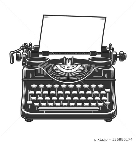 Typewriter Paper Sheet engraving sketch raster 136996174