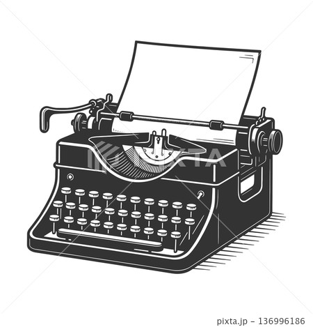 Typewriter Paper Sheet engraving sketch raster 136996186