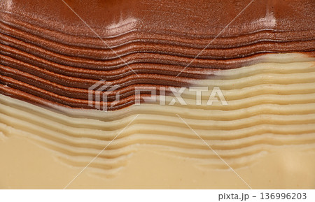 Layered milk and dark chocolate texture background Layered milk and dark chocolate texture background 136996203