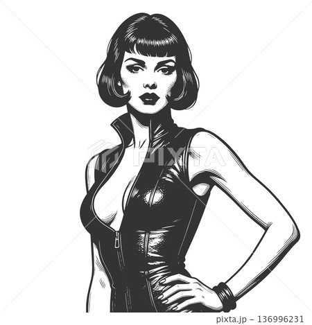 Fashion Woman Portrait engraving sketch vector Fashion Woman Portrait engraving sketch vector 136996231