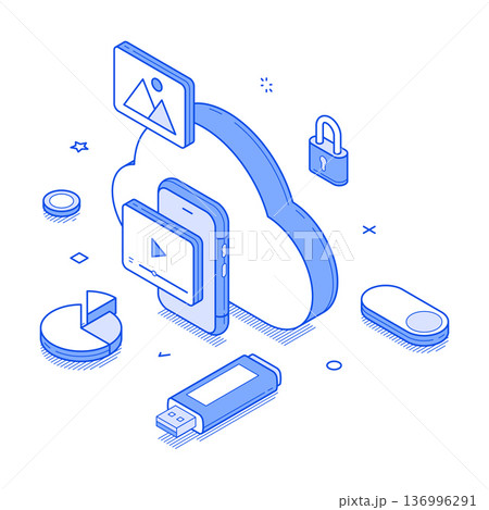 Cloud storage visualization featuring modern technology and data management concepts Cloud storage visualization featuring modern technology and data management concepts 136996291