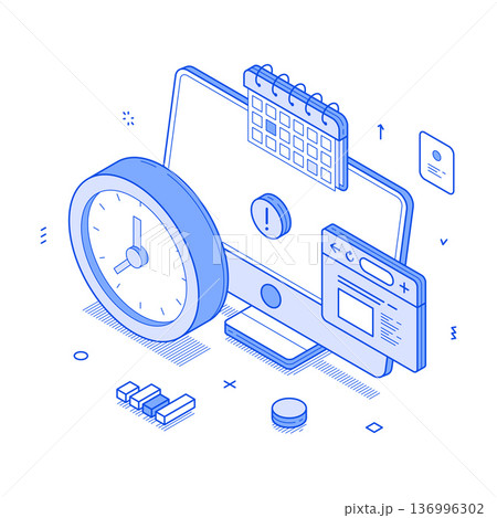Deadline Management, Time, Tasks, and Organization in Modern Work Isometric Vector Illustration 136996302