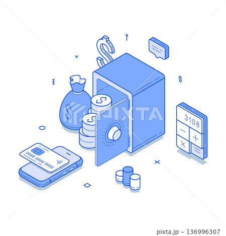 Modern Banking Security and Technology Vector Illustration 136996307