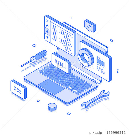 Modern Front-End Development Tools and Technologies Vector Illustration 136996311