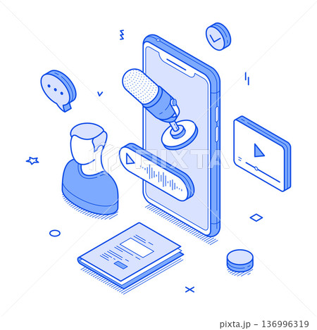 Modern Podcast Setup: Microphone, Smartphone, and Creative Tools 136996319