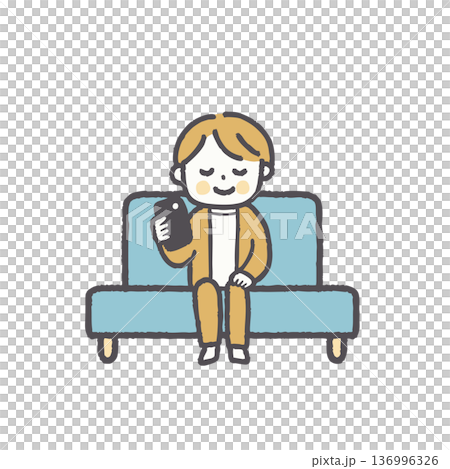 Illustration set of people sitting on sofa in office casual wear 136996326