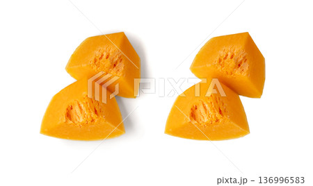 Butternut squash isolated on white. Raw fresh autumn pumpkin, ripe orange gourd 136996583