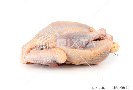 Helmeted guinea fowl raw meat isolated 136996610