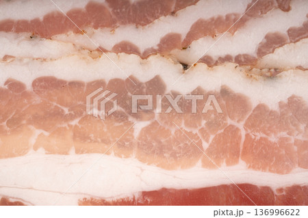Cured carbonara pork macro background Cured carbonara pork macro background 136996622