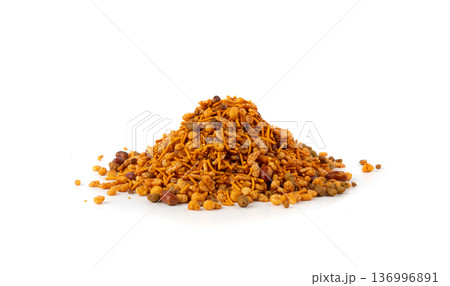 Navrattan namkeen mixture. Indian nimko snack, spicy and sweet farsaan Navrattan namkeen mixture. Indian nimko snack, spicy and sweet farsaan 136996891