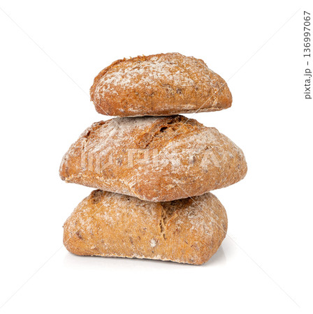 Brown rye bun, square gluten free bread, whole grain healthy breakfast bread 136997067