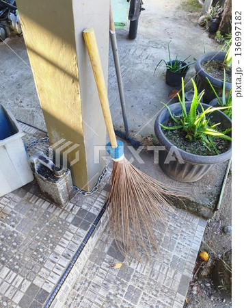 broom for cleaning the yard 136997182