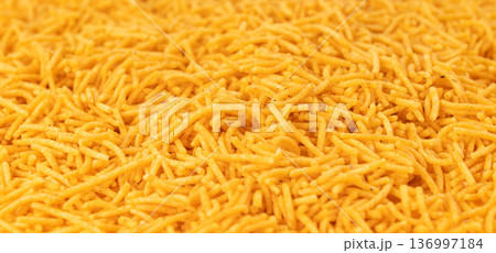 Aloo bhujia indian snack isolated. Crispy potato and chickpea flour strips, alu bhujiya sev 136997184