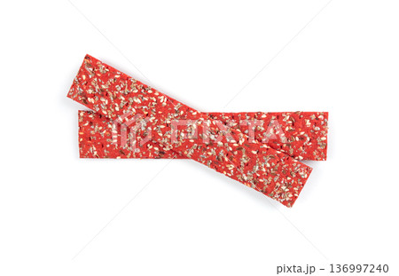 Beetroot crackers, thin rusk beet root bread, red diet multigrain crispbread, various seeds Beetroot crackers, thin rusk beet root bread, red diet multigrain crispbread, various seeds 136997240