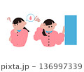 めまい症状や生理不順がある女性のイラスト 136997339