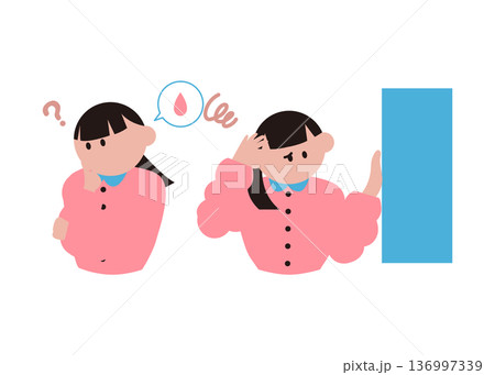 めまい症状や生理不順がある女性のイラスト 136997339
