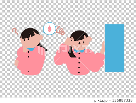 めまい症状や生理不順がある女性のイラスト 136997339