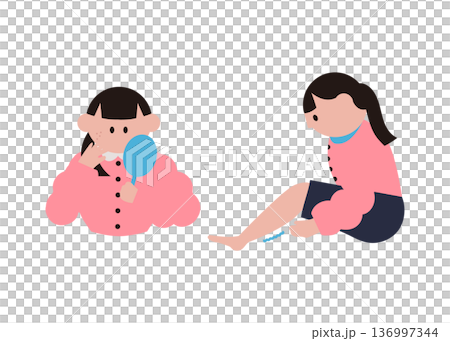 肌荒れやむくみ症状がある女性のイラスト 肌荒れやむくみ症状がある女性のイラスト 136997344