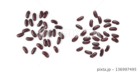 Red kidney beans isolated. Dry legume grains, protein seeds, tasty pea vegetable for salad Red kidney beans isolated. Dry legume grains, protein seeds, tasty pea vegetable for salad 136997495
