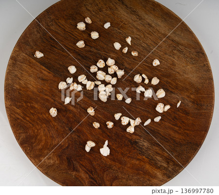 Puffed buckwheat textured background Puffed buckwheat textured background 136997780