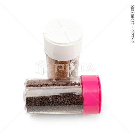 Chocolate Sprinkle Packaging Box Isolated, Candy Sprinkles Flakes, Sweet Flakes Glaze Decoration Chocolate Sprinkle Packaging Box Isolated, Candy Sprinkles Flakes, Sweet Flakes Glaze Decoration 136997800