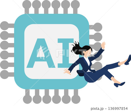 AIを活用するビジネスウーマンのイラスト 136997854