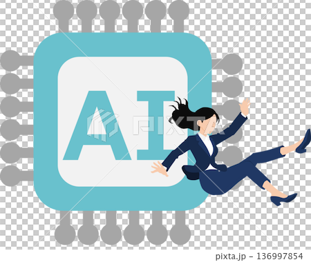AIを活用するビジネスウーマンのイラスト 136997854