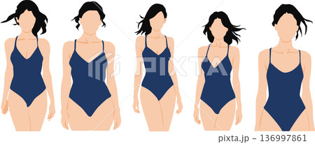 水着を着る女性のイラスト 136997861