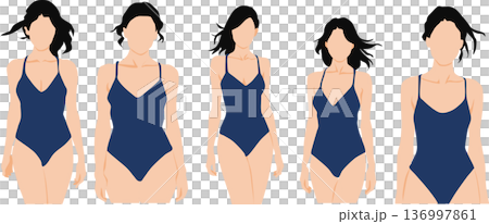 水着を着る女性のイラスト 136997861