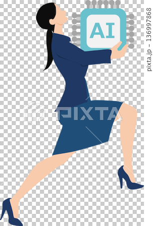 AIを活用するビジネスウーマンのイラスト AIを活用するビジネスウーマンのイラスト 136997868
