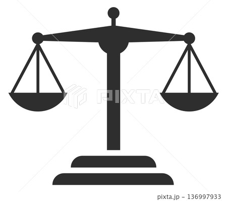 Justice black icon. Old vintage scales symbol 136997933