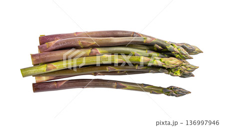 Purple Asparagus Isolated, Raw Garden Vegetables Bunch, Fresh Edible Sprouts of Red Asparagus Officinalis 136997946