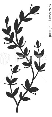 Decorative botany black icon. Ornate floral plant branch Decorative botany black icon. Ornate floral plant branch 136997973
