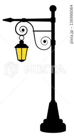 Vintage lantern color icon. Street city lamp 136998064