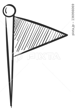 Goal destination pin doodle. Map pointer sketch 136998069