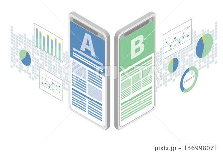 スマートフォンで比較するABテストのイメージ 136998071