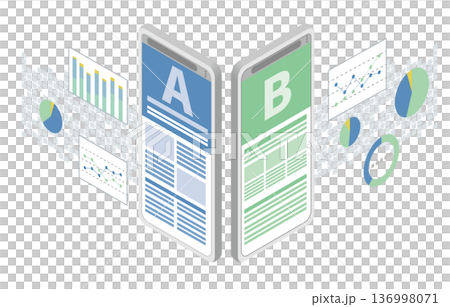 スマートフォンで比較するABテストのイメージ 136998071
