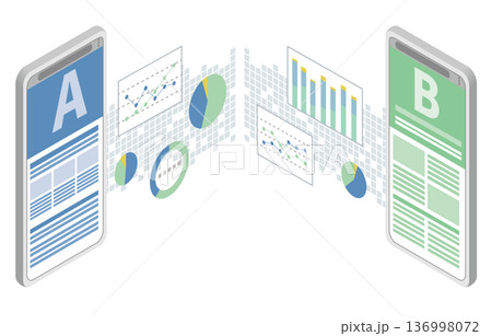 スマートフォンで比較するABテストのイメージ 136998072