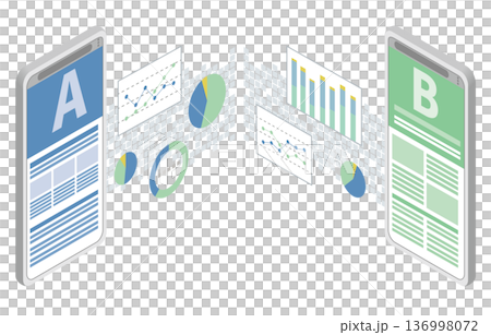 スマートフォンで比較するABテストのイメージ 136998072