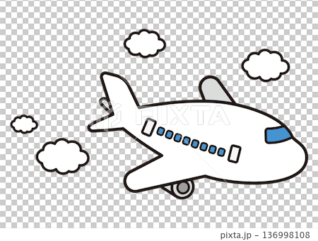 一幅可愛的飛機在天空中飛行的插圖 136998108