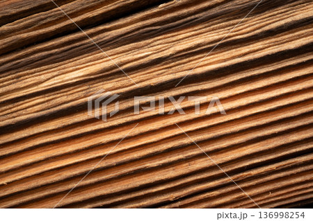 Old wood textured background. Dark driftwood surface, burnt wood brushing, macro brown floor 136998254