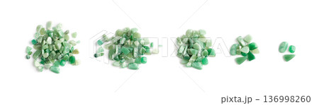 Green quartz pebbles isolated, aventurine polished stones Green quartz pebbles isolated, aventurine polished stones 136998260