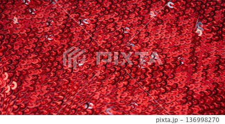 Sequin fabric macro texture, color shiny carnival background 136998270