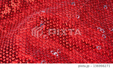 Sequin fabric macro texture, color shiny carnival background 136998271