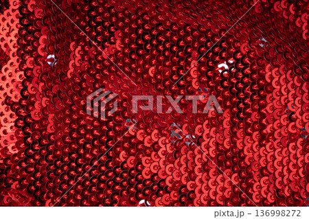 Sequin fabric macro texture, color shiny carnival background 136998272